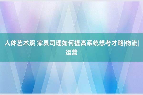 人体艺术照 家具司理如何提高系统想考才略|物流|运营