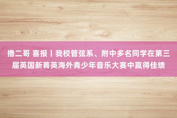 撸二哥 喜报丨我校管弦系、附中多名同学在第三届英国新菁英海外青少年音乐大赛中赢得佳绩